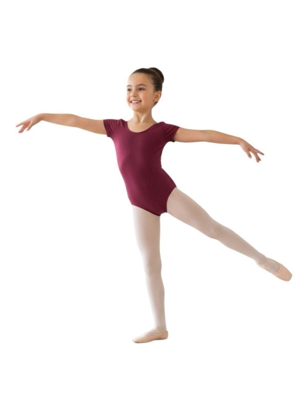 Capezio Burgundy Short Sleeve Leotard Child Intermediate NWT Ballet Dance